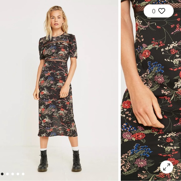 UO Emma Marie Floral lace trim midi dress size small - Picture 13 of 14